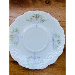 Pink‎ Flowers Hand Painted Bavaria Germany Saucer 5.75" Scalloped Edges